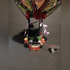 Handmade Colorful Hot Air Balloon Sculpture  with Floral Details.